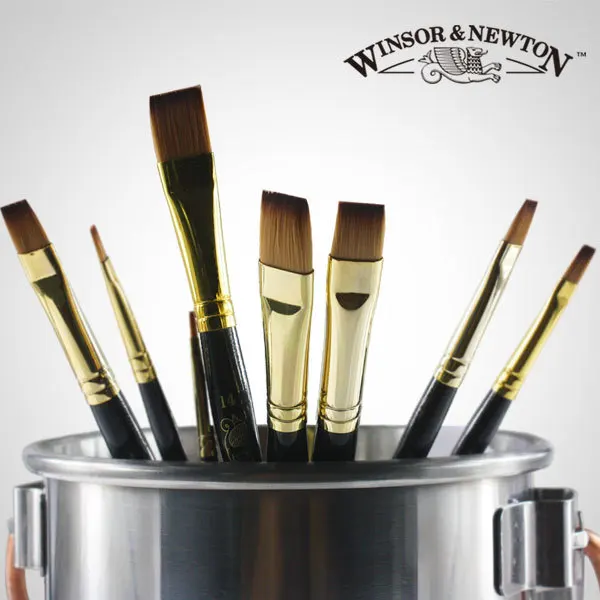8 шт. Winsor & Newton нейлоновая плоская головка для волос Короткая Деревянная ручка