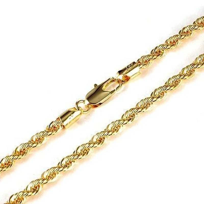 Женское и мужское ожерелье Классическая веревочная цепочка звено позолоченная