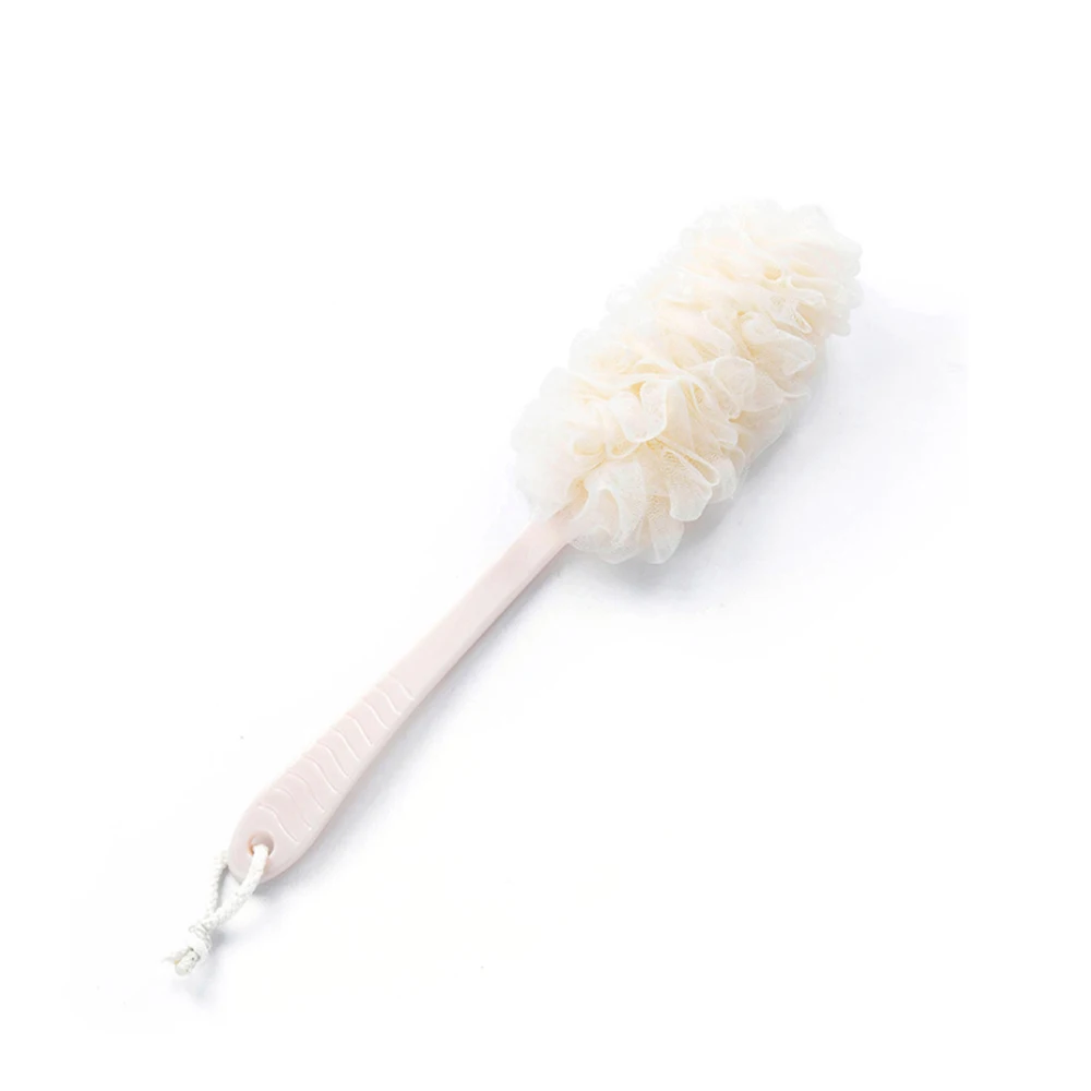 Beige FURGERIN сетчатая губка для ванны с ручкой щетка для ванны длинная ручка спа-щетки щетка для скруббера спины Массажная щетка для мытья тела очистка PE - Цвет: Beige