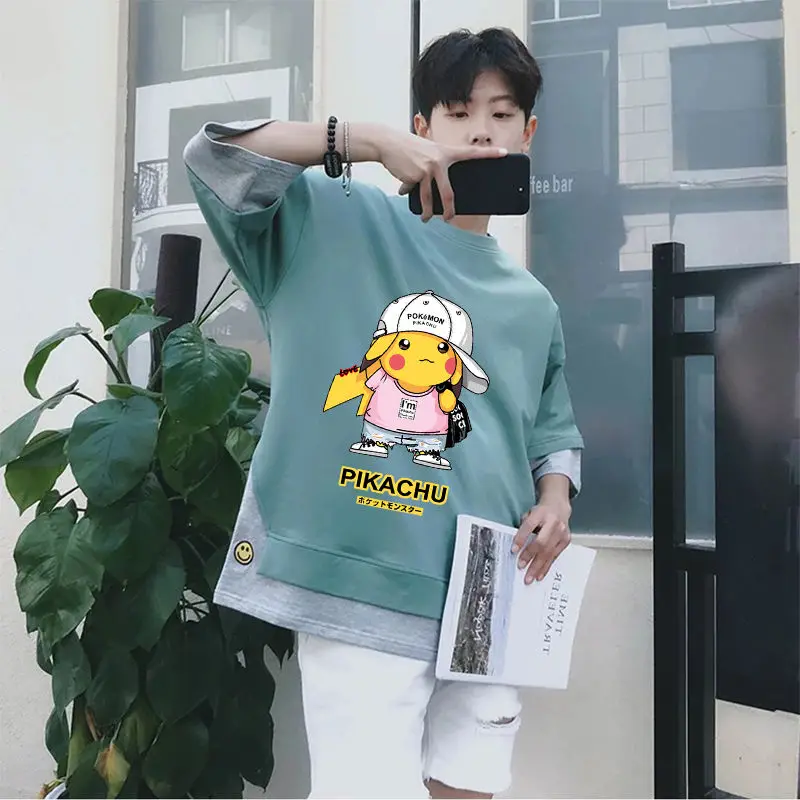 Мужская одежда Япония милый мультфильм футболка топ модные шорты рукава мужская