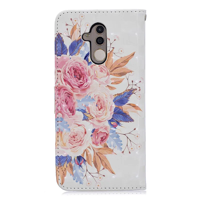 Кожаный флип-чехол для huawei mate 20 Lite, чехол для huawei mate 20 Lite, чехол с цветком и 3D рисунком, кошелек, чехол для телефона s Etui
