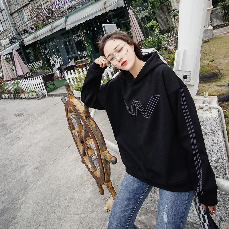 Женские толстовки для девочек 2018 Новый Зимний пуловер толстый свободный женский