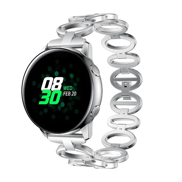 Серебристый 20 мм для samsung Galaxy Watch активный ремешок из нержавеющей стали металлический ремешок для часов для samsung gear S2 браслет ремешок - Цвет: Серебристый