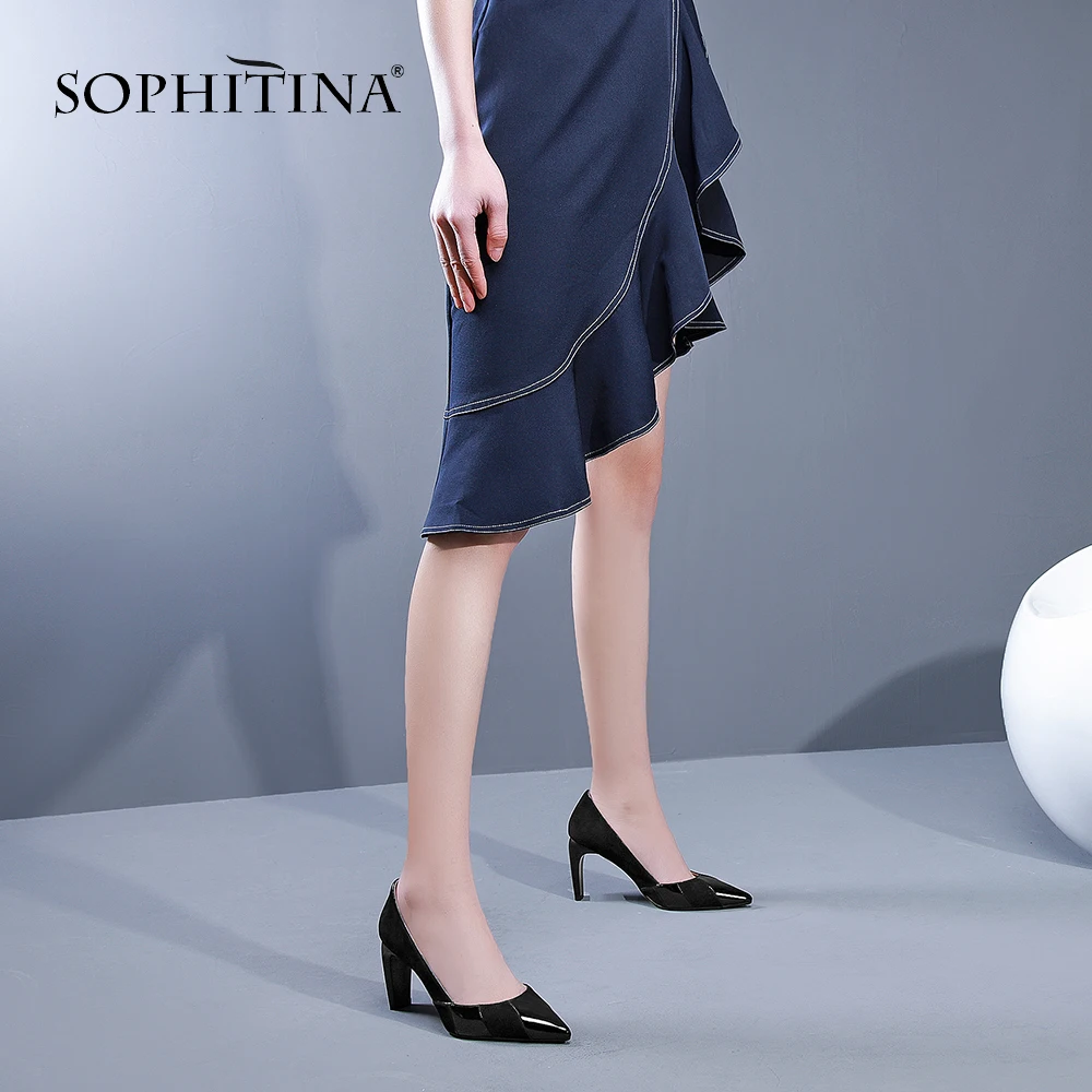 SOPHITINA/туфли-лодочки винно-Красного цвета модные вечерние женские замшевые