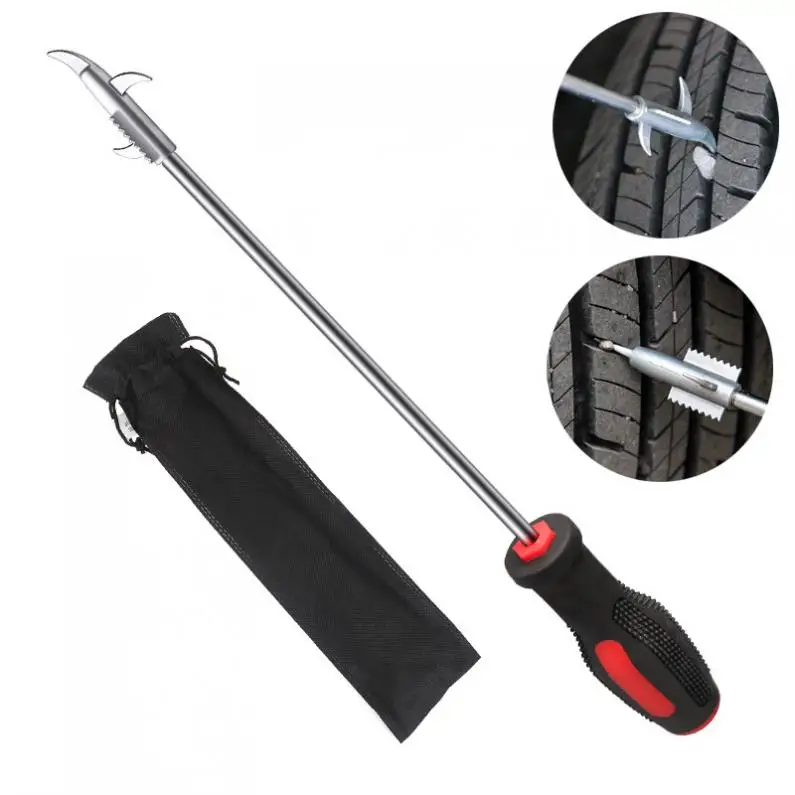

Universal Zinc Alloy Car Tire Crevice Clearing Hookstone Tool with Black Storage Bag for Car / Motorcycle / Truck