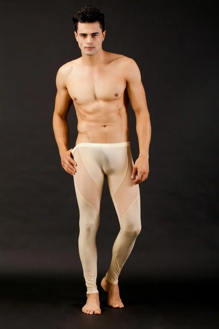 Пикантные мужские кальсоны мягкое Сетчатое Прозрачное нижнее белье брюки для