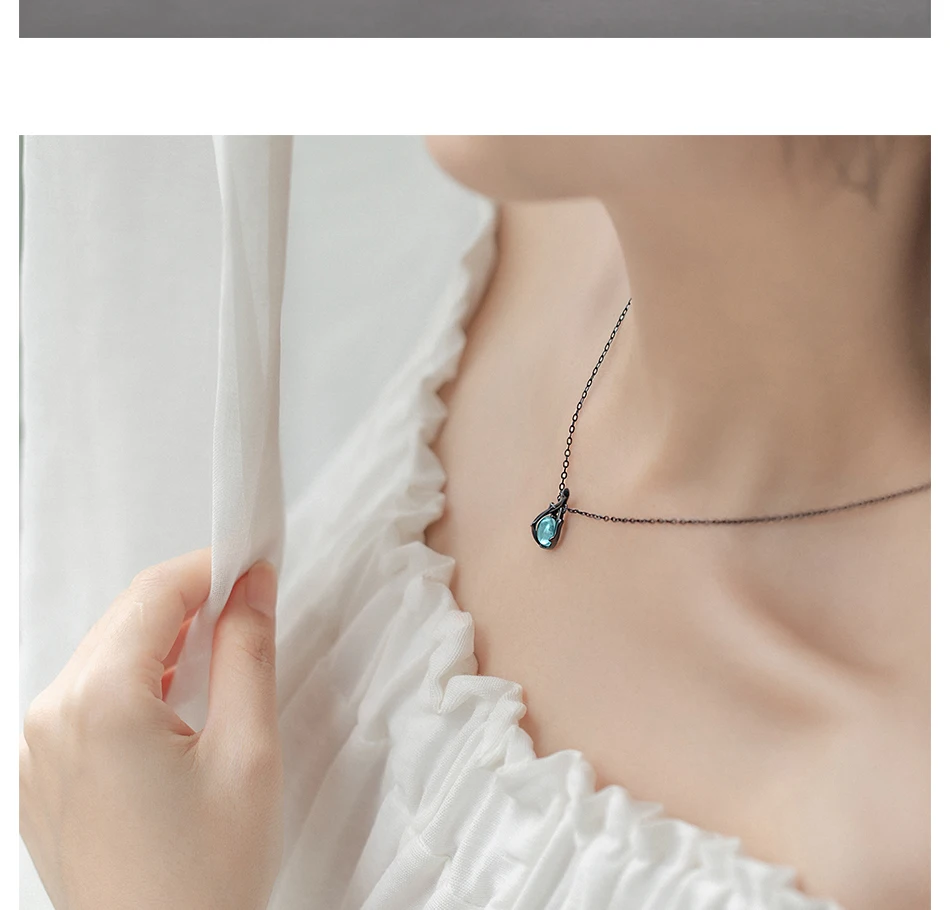 Thaya Original Design Sleeping Beauty Necklace S925 Silver Handmade Crystal Short Collarbone Chain Jewelry Gift
