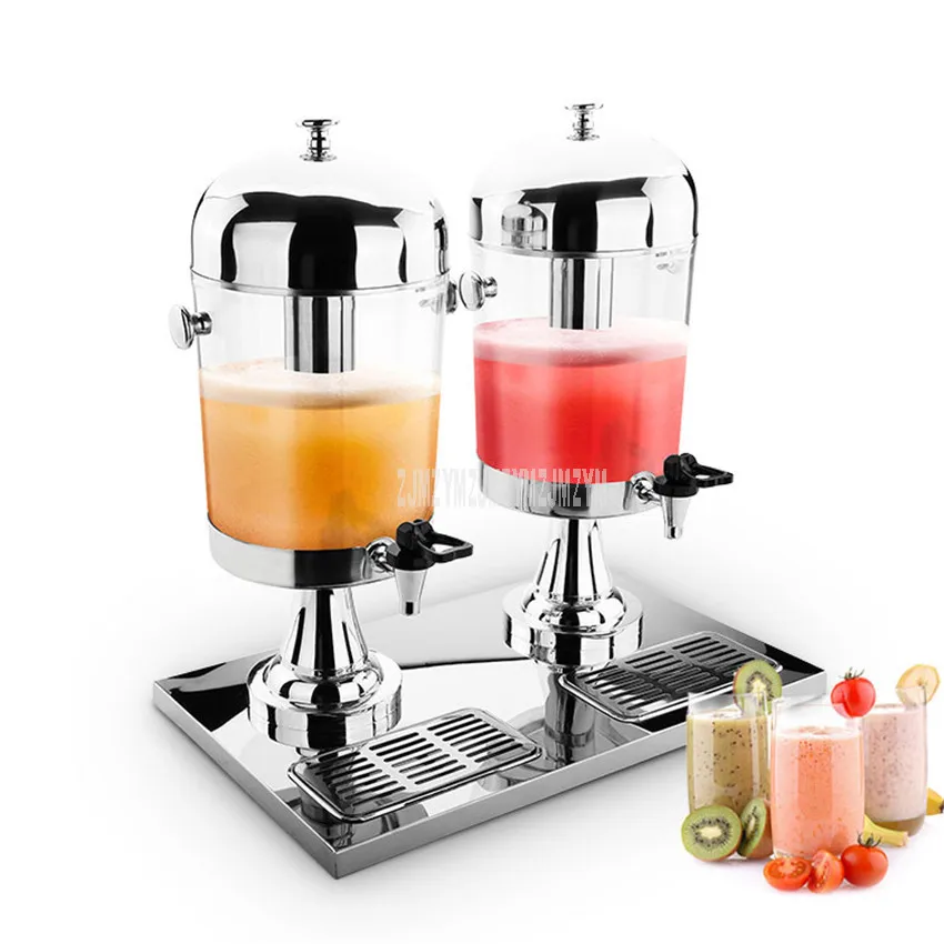 

Stainless Steel 8Lx2 Double Head Juice Drink Dispensers With Ice Chamber Beverage Juice Container Barware Buffet Tool
