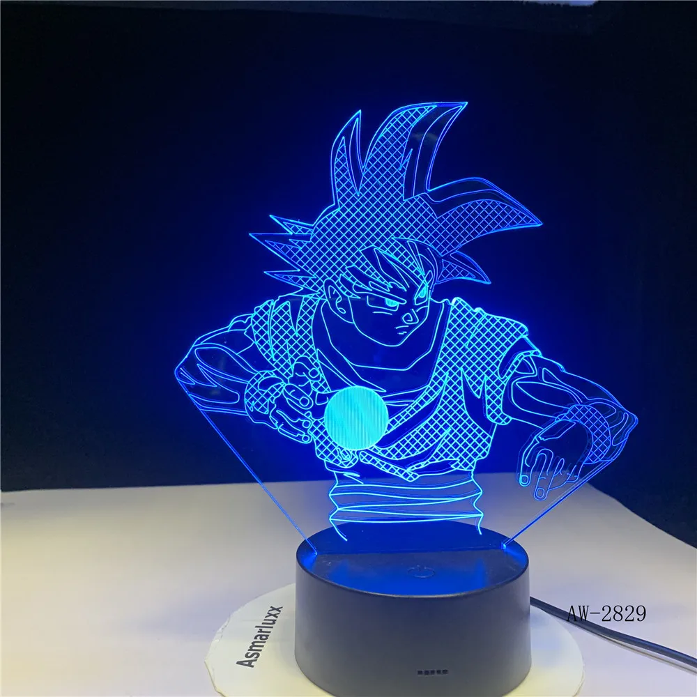 Наруто моделирование 7 цветов Изменение 3d Визуальный светодиодный аниме Ночник
