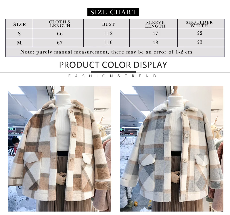 OLN 2019New стильное модное зимнее винтажное свободное меховое пальто с отворотом, плотное клетчатое пальто с карманами, темпераментное Женское пальто 0100