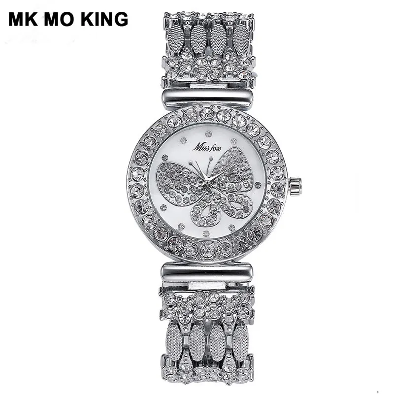 Роскошные брендовые модные женские часы с бабочками и бриллиантами