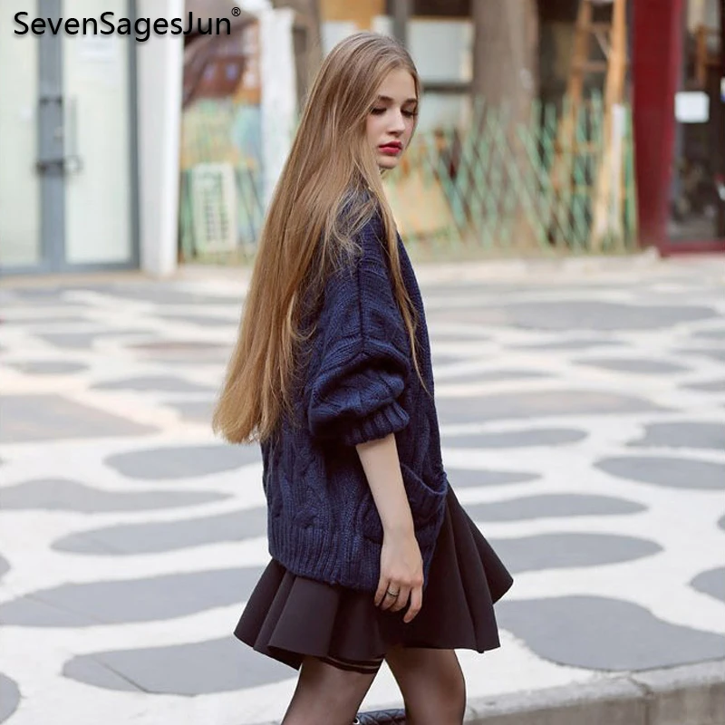 SSJ Casual Knitting Cardigan Female Loose Wool Knitted 2018 Warm Women Winter Sweaters Oversize |