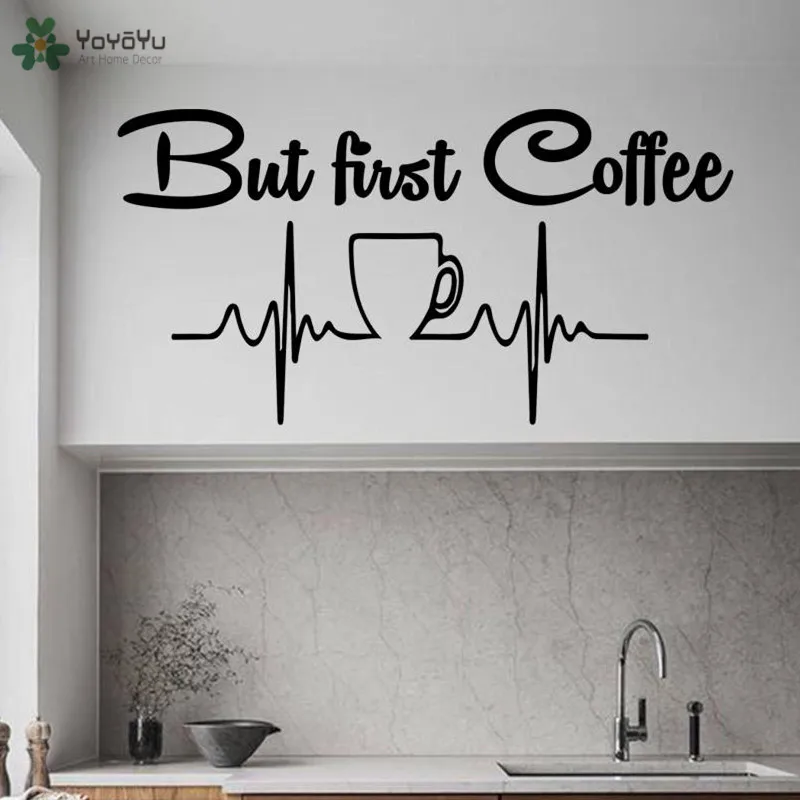 YOYOYU настенные наклейки с цитатами But First Coffee виниловое окно для кафе современный