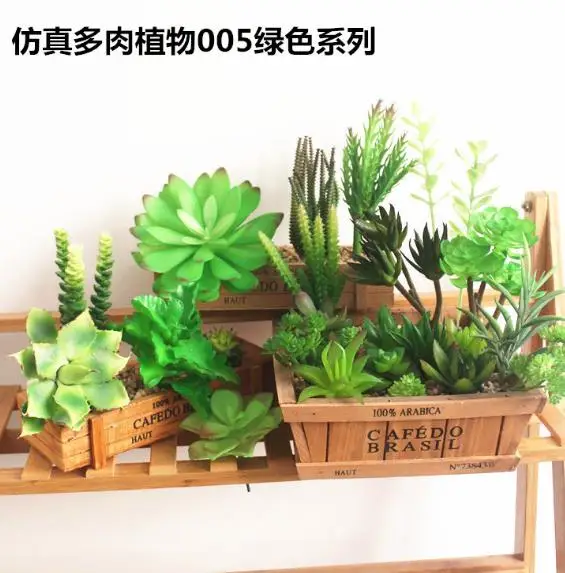 green 005 20 шт зеленый синий красный розовый фиолетовый Флокирование Искусственные суккуленты растения для дома и сада украшения поддельные растения настольные бонсай растения - Цвет: green 005