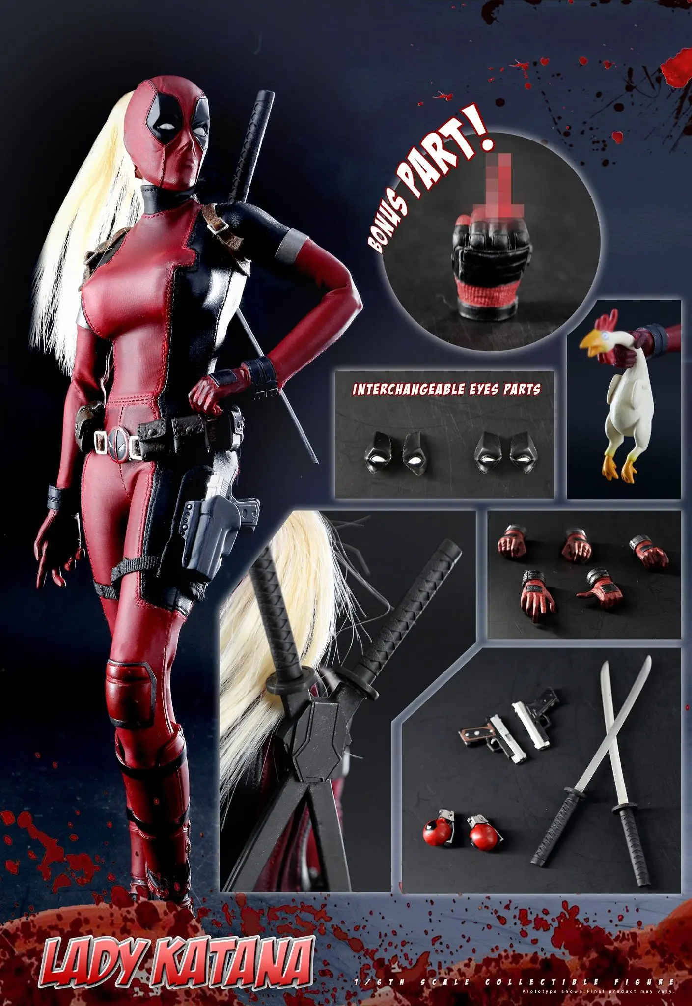 [Estartek] игрушки Эра TE021 1/6th масштаб леди катана меч самурая Женская Дэдпул 1" Коллекционная фигурка