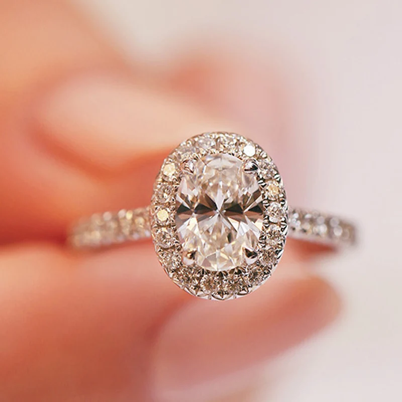 Модный овальный белый Фианит циркон камень кольца для свадьбы помолвки