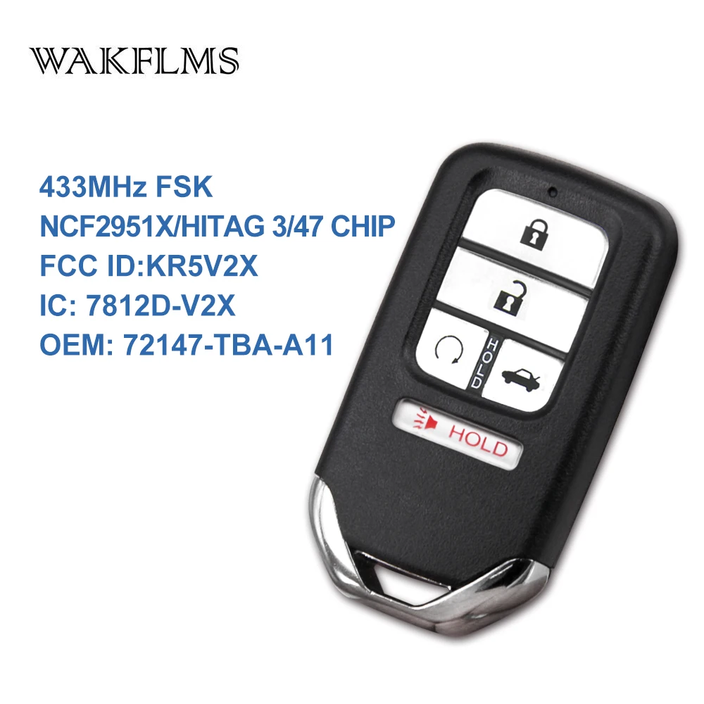 Для Honda CIVIC CR V 2016 2017 2018 2019 5 кнопок 433 МГц NCF2951X / HITAG 3 47 БЕСКЛЮЧЕВОЙ ключ для запуска