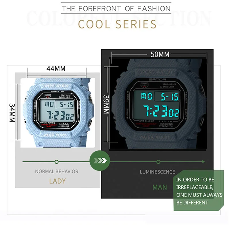 Creative Led Digital Sports Watch for Men Women Silicone Watchband Students Fashion Cool Wristwatch Electronic Waterproof Clock | Наручные