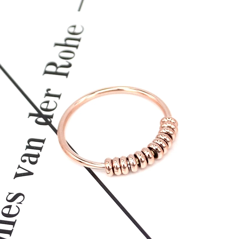 

YUN RUO 2020 Rose Gold Colors Steel Bean Couple Ring for Woman Man Gift 316 L Stainless Steel Jewelry High Polish Never Fade