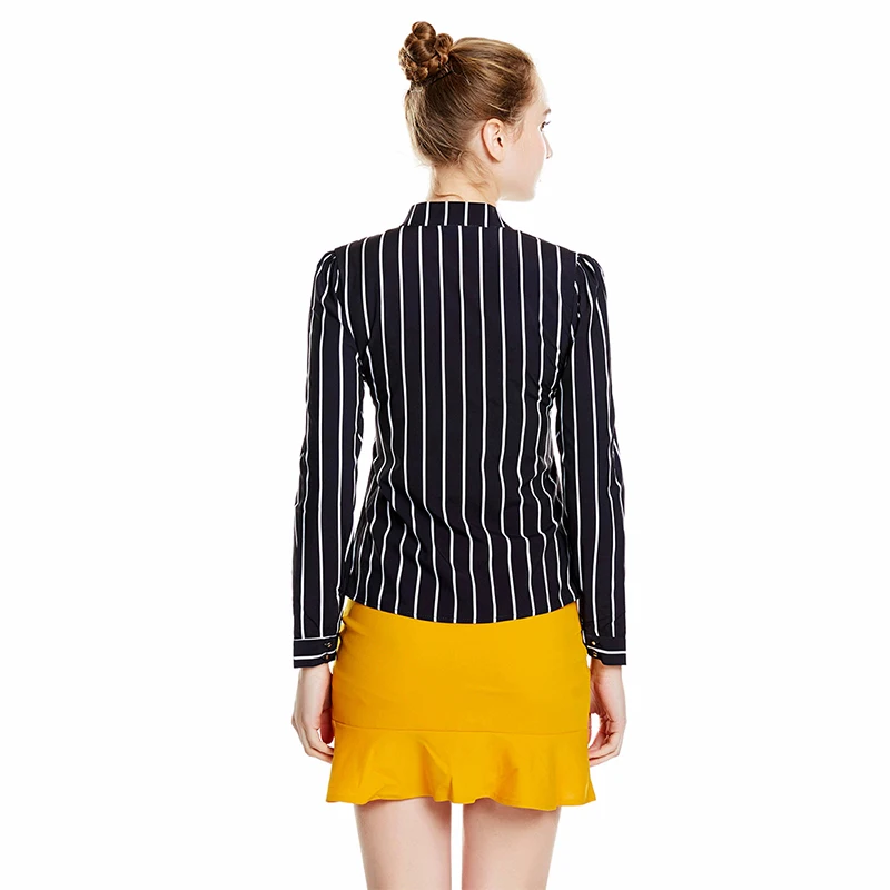 

ePacket shipping Black White Stripe Office Lady Fashion Blouses Women Long Sleeve Shirt Spring Summer Clothing Plus Size S-4XL