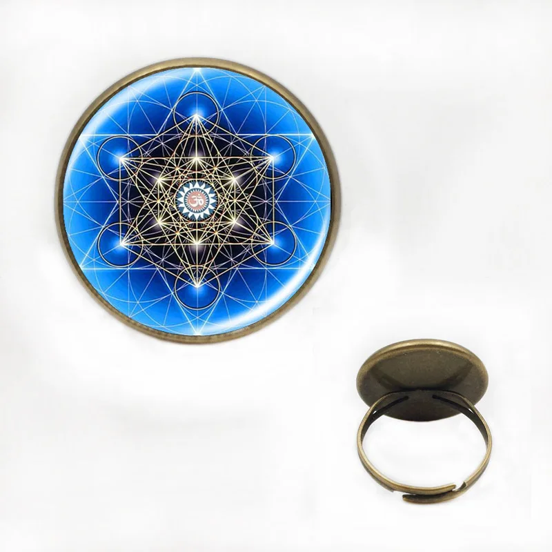 Bronze ring18mm Ожерелье с подвеской в виде мандалы, синяя мандала, художественное ожерелье, подвеска дзен, подвески, стеклянный кабошон, ожерелье, Йога, ювелирное изделие, счастливый амулет HZ1 - Окраска металла: Bronze ring18mm