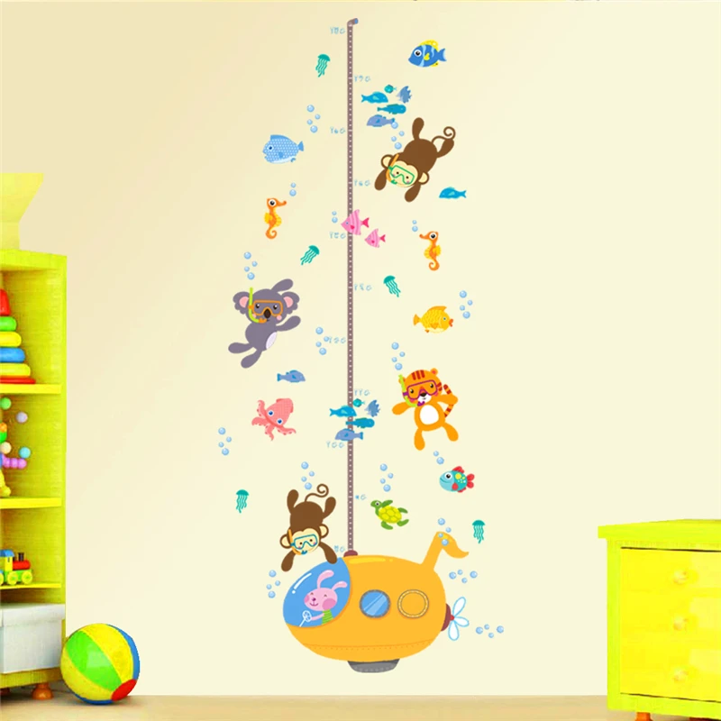 Обезьяна коала Тигр рыба дайвинг дети высота masure наклейки на стену для детской