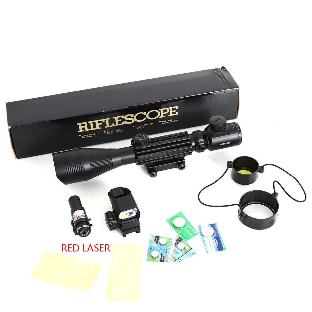 scope and Red Laser 4-12X50 прицел с подсветкой дальномера 4 прицельная сетка Красная Зеленая точка лазерный светильник Airsofts прицел оптика - Цвет: scope and Red Laser