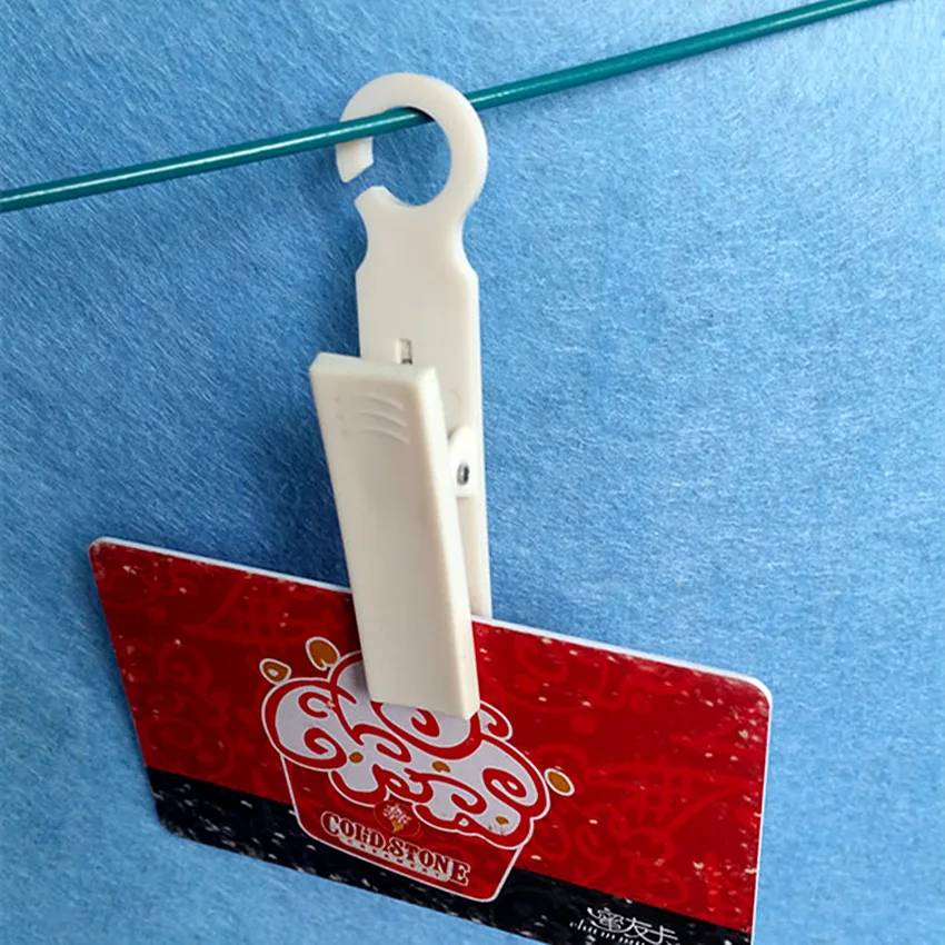 

High Quality Plastic Display Sign Card Holder Price Tag Hook Clips 13x70mm White or Black For Hanging Up Small Items 5000pcs