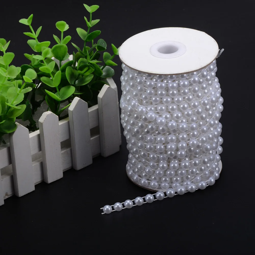 25 м/рулон с плоской задней отделкой жемчугом 6 мм полукруглые бусины ABS Швейные