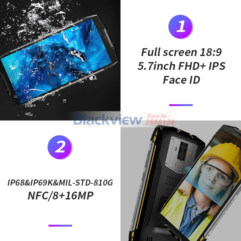 Быстрая доставка Blackview BV6800 pro Android 8 0 6580 мАч IP68 Водонепроницаемый 16MP NFC 5 7