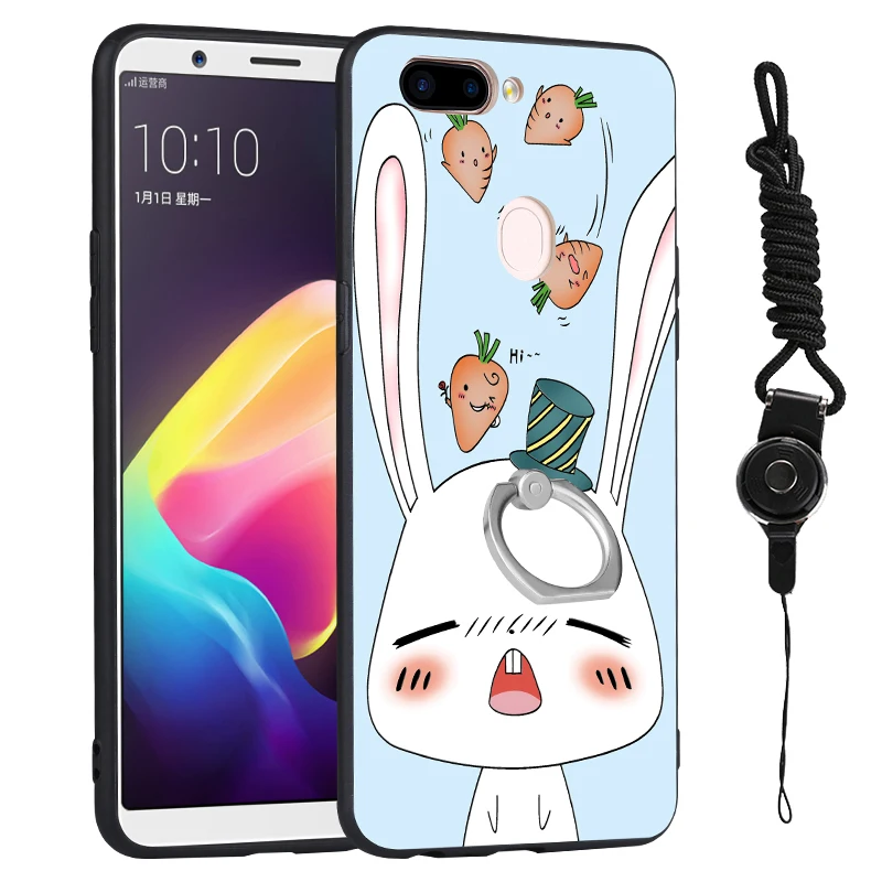Цветной печать чехол для Huawei Honor 7x задняя крышка с палец кольцо стенд + шнурки Капа