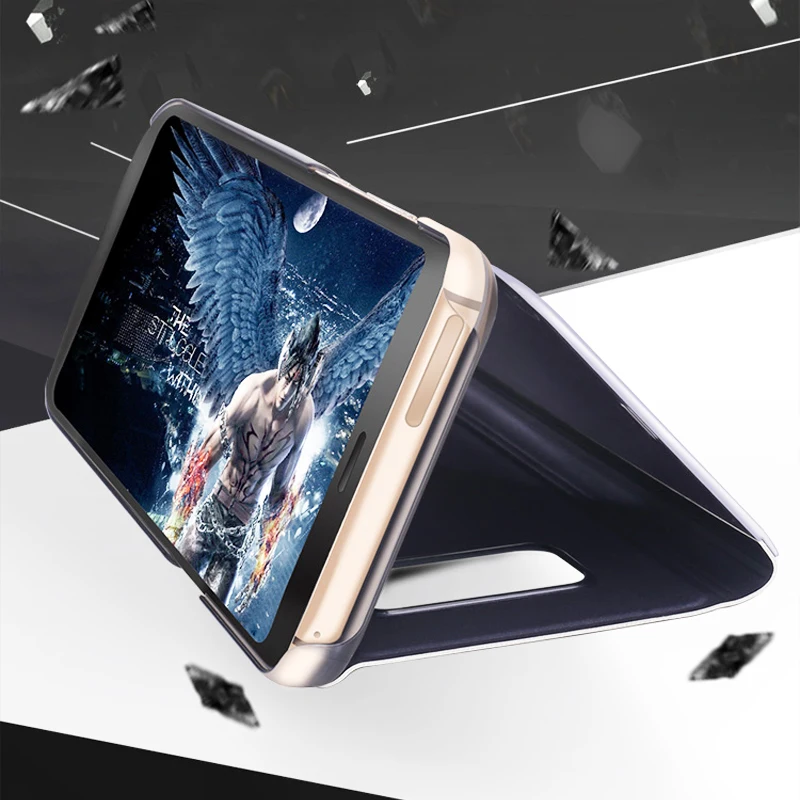 Зеркальный Чехол книжка для Samsung Galaxy S10e S10 Plus из искусственной кожи прозрачный