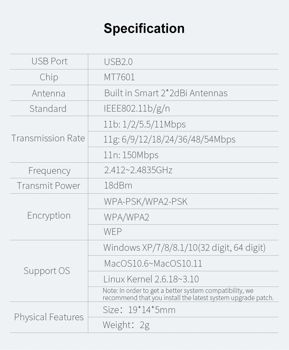 Недорогой мини USB Wifi адаптер 802.11n Антенна 150 Мбит/с USB беспроводной приемник MT7601 сетевая карта Wi-Fi для настольного ноутбука