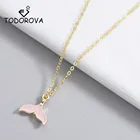 Тоторова розовый эмаль КИТ хвост кулон ожерелье s для женщин Дельфин рыбий хвост чокер Русалка аксессуары для изготовления украшений