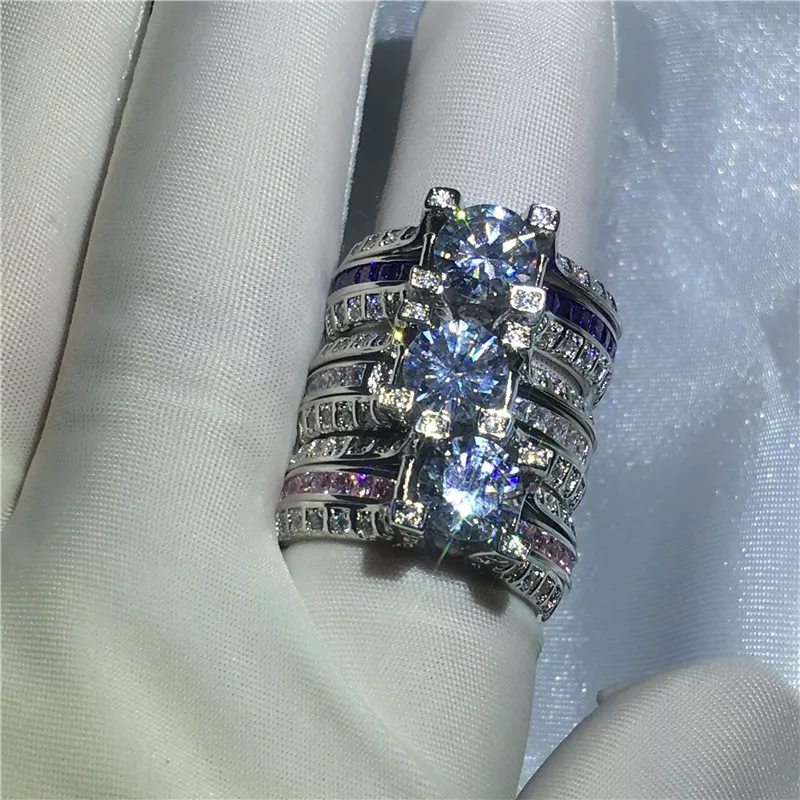 3 вида цветов камнях обручальное кольцо кольца для женщин AAAAA Циркон cz Кольцо из