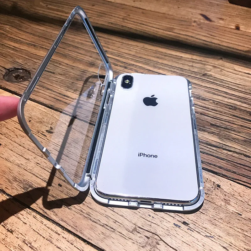 Магнитный адсорбционный чехол для iPhone X XR Xs Max 8 7 6 S Plus 5 5S SE из закаленного стекла