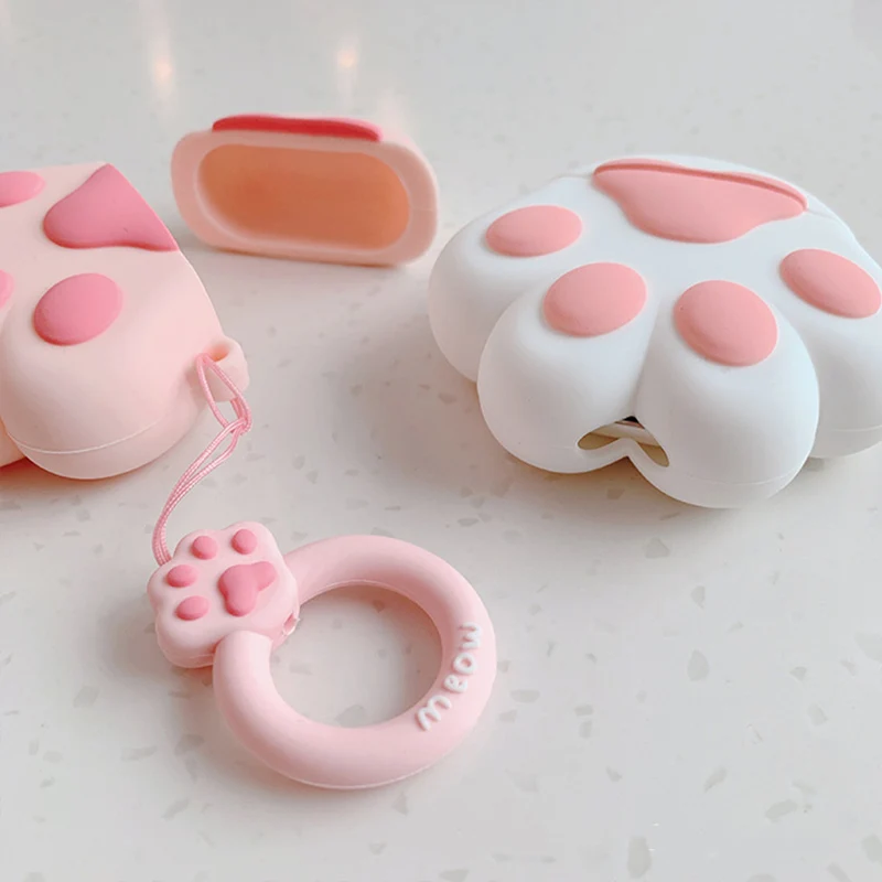 3D Розовый силиконовый чехол в виде кошачьей Лапы Для Apple Airpods чехол Bluetooth беспроводной чехол для наушников чехол для зарядки сумки