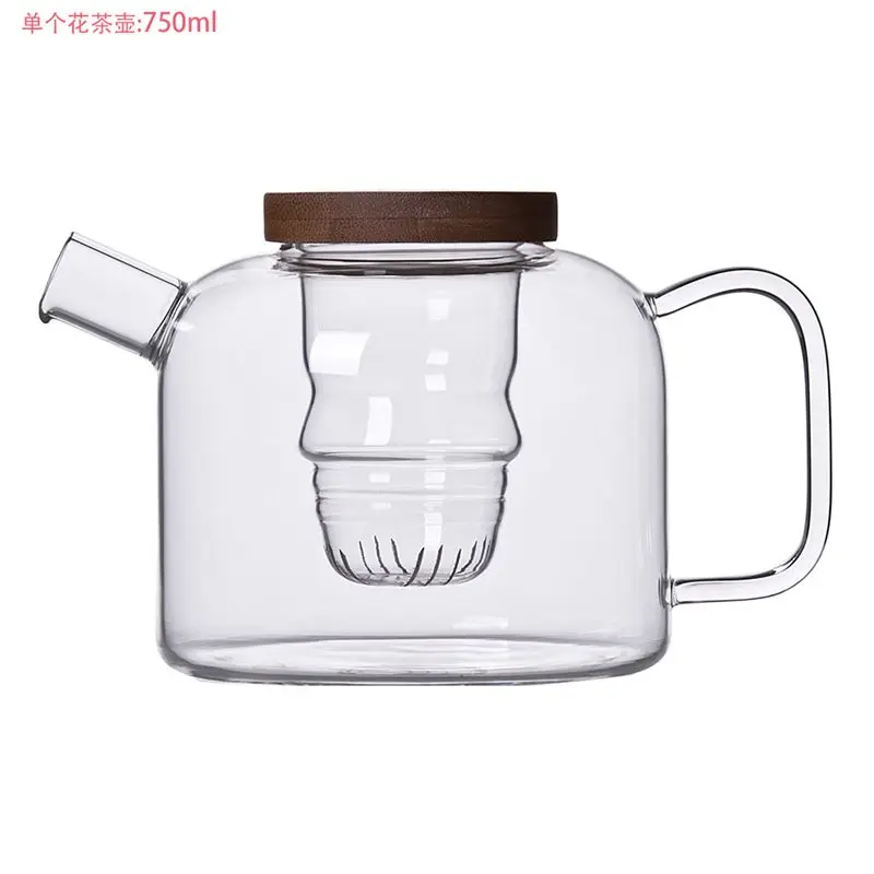 single pot 750ml 750 мл чайник ручной работы термостойкий стеклянный кувшин с бамбуковой крышкой термостойкий стеклянный фильтр стеклянный чайник классический китайский чайник - Цвет: single pot 750ml