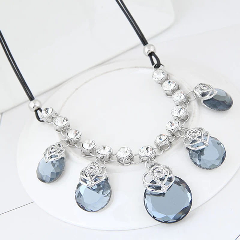 MayJim New Womens Fashion Crystal Necklace Rhinestone Simple Collar double Rope Chain &amp Pendant Jewelry Festival Gift | Украшения и