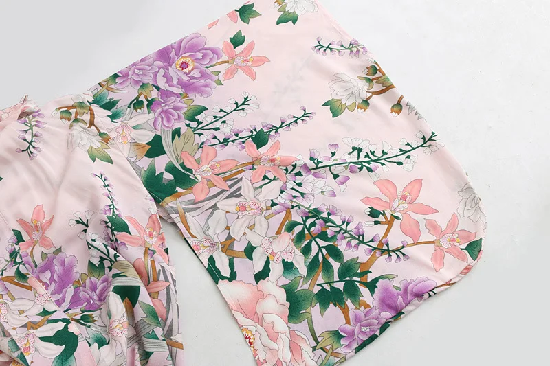 Женское богемное кимоно с v образным вырезом длинное ярким цветочным принтом