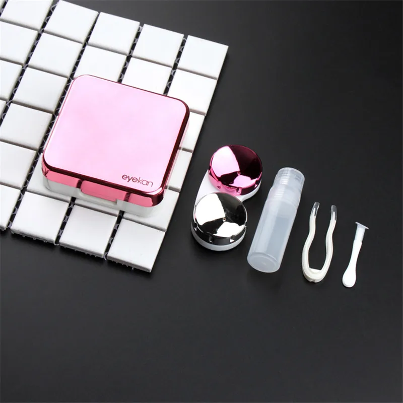 

Hot Sell Reflective Cover Contact Lens Case With Mirror Color Contact Lenses Case Cute Travel Kit Box Washer Cleaner Container
