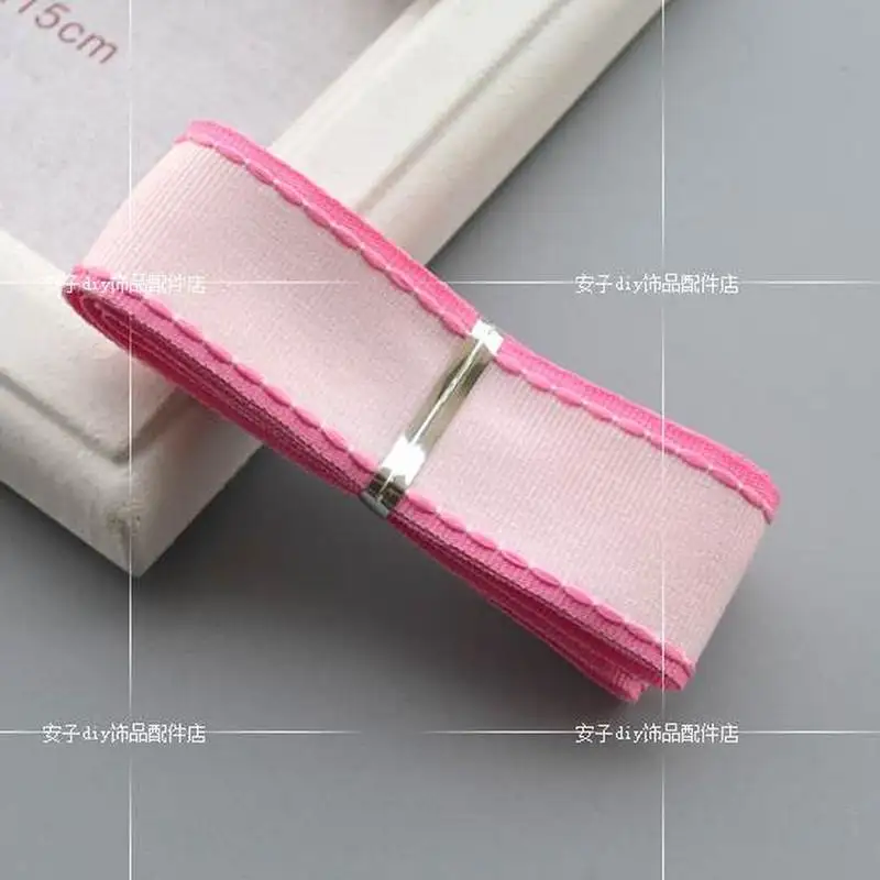 Двусторонняя корсажная лента с белыми линиями 25 мм бант для волос ручной работы