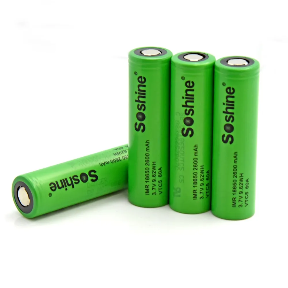 Soshine 4 шт. IMR 18650 батарея 2600mAh 3 7 V VTC5 60A аккумуляторная батарея|Перезаряжаемые