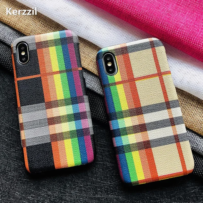 Kerzzil красочная Геометрия телефонные чехлы клетчатые для iPhone X Case Мода жесткий