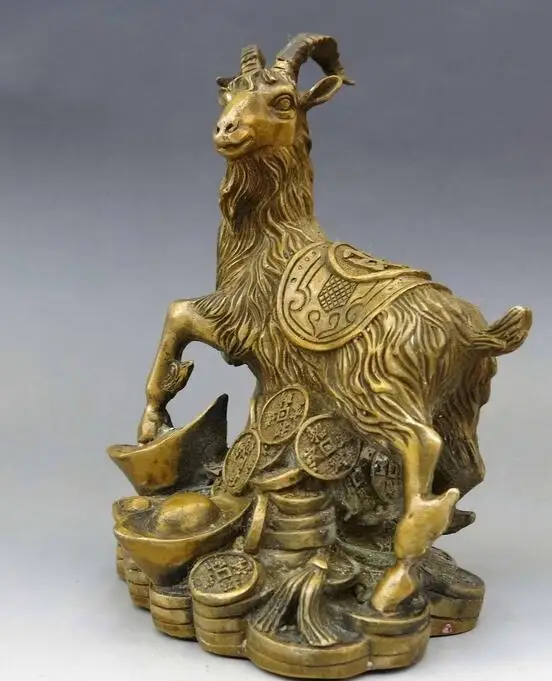 China brass copper Feng Shui lucky Felicitous wish of making money Sheep Statue | Дом и сад