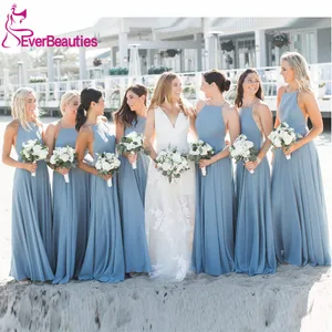 Bridesmaid Dresses 2020 Chiffon Halter Neck Long Maid Of Honor Dress For Women Sexy Backless Wedding Guest Dress Bridesmaid Dresses 2020 Chiffon Halter Neck Long Maid Of Honor Dress For Women Sexy Backless Wedding Guest Dress