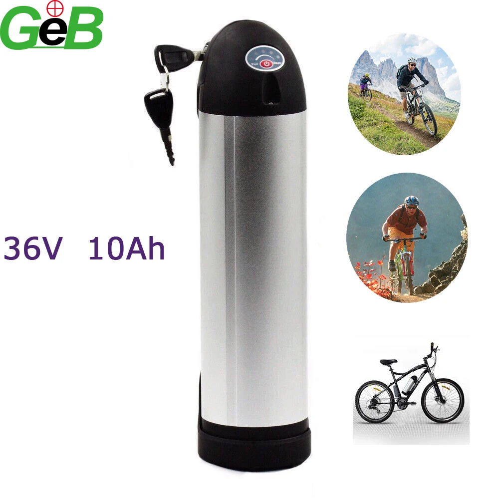 36V 10Ah Lithium ion Bottle e-Bike Battery with a Tough Aluminium Shell Body finished in silver | Спорт и развлечения