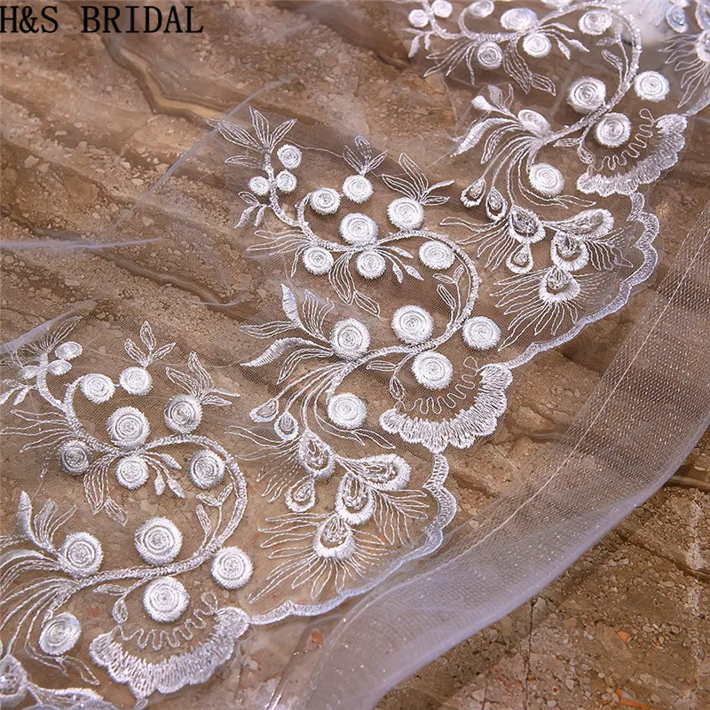 H&ampS BRIDAL 3.5 Meters Cathedral Wedding Veils Long Lace Applique Bridal Veil with Comb 2019 Accessories Bride Veu | Свадьбы и