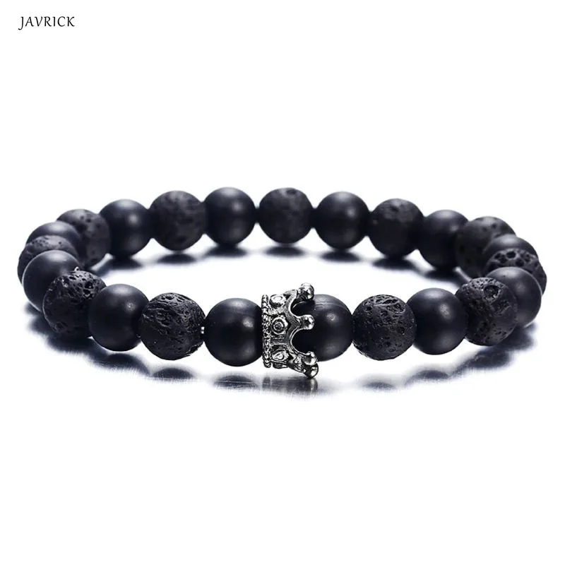 

Couple Bracelets Black White Stone Beads Crown Bracelets Distance Lover Jewelry
