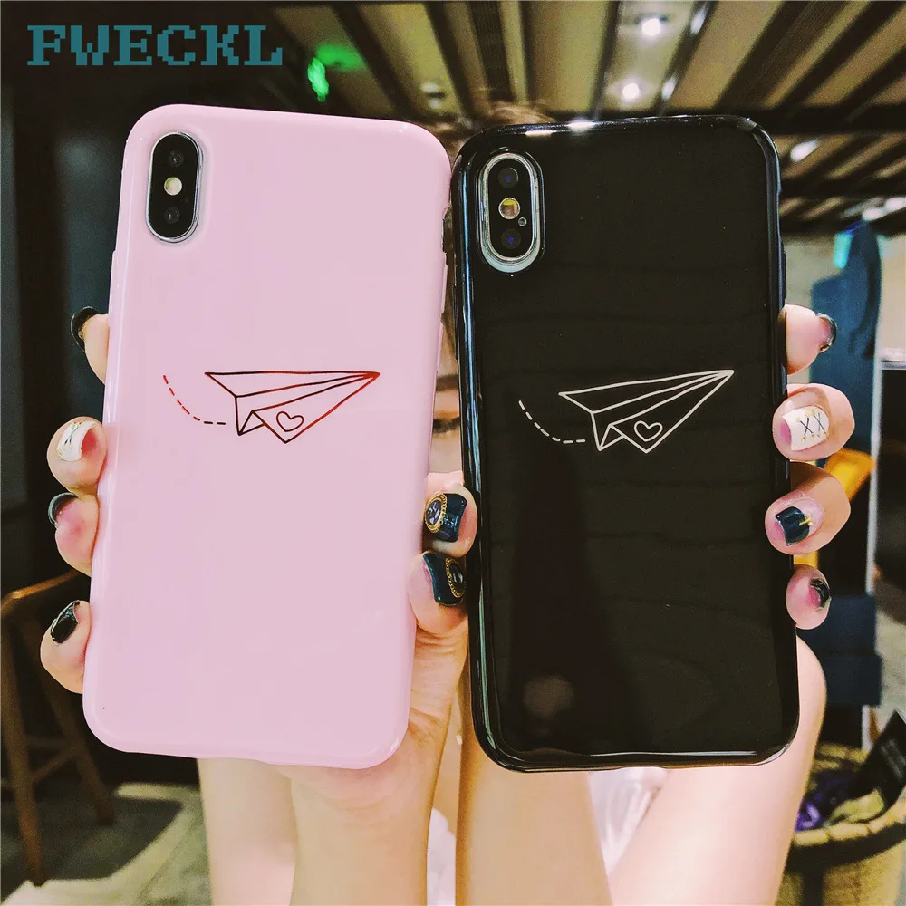 Модный чехол для телефона с изображением маленького сердца и самолета iPhone 7 8 Plus X